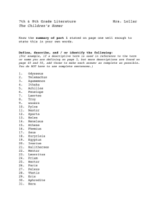 Excelsior 7th & 8th literature Children's Homer worksheet one