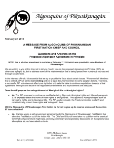 A MESSAGE FROM ALGONQUINS OF PIKWAKANGAN FIRST
