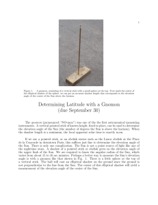 Determining Latitude with a Gnomon (due September 30)