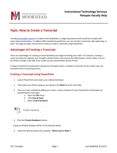 Topic: How to Create a Transcript
