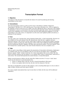 Transcription Format - Department of Linguistics