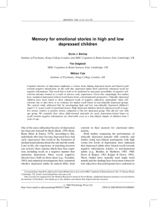 Memory for emotional stories in high and low depressed children