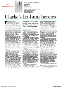 Clarke's ho-hum heroics - Australian Catholic University