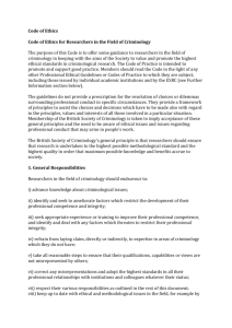 Code of Ethics Code of Ethics for Researchers in the Field of