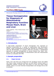 Tissue Homogenates for Diagnosis of Mitochondrial Respiratory