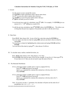 Calculator Instructions for Statistics Using the TI-83, TI-83 plus, or TI-84