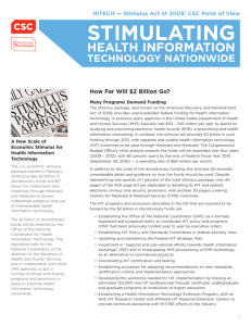 CSC HITECH Stimulating Health Information Technology Nationwide