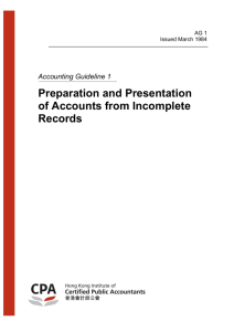 AG 1 Preparation and Presentation of Accounts from Incomplete