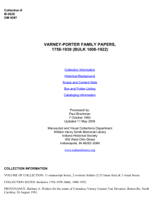 VARNEY-PORTER FAMILY PAPERS, 1756-1939 (BULK 1808