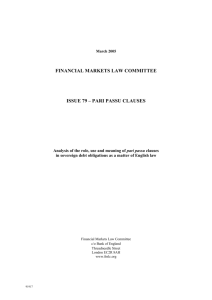 financial markets law committee issue 79 – pari passu clauses