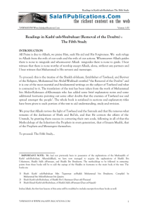 Readings in Kashf ush-Shubuhaat (Removal of the Doubts