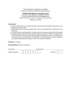 COMM 498 Midterm Sample Exam International Business