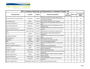 2011 Company Openings and Expansions in Hampton Roads, VA
