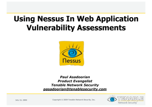 Using Nessus in Web Application Vulnerability Assessments