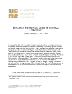Towards a Theoretical Model of Christian