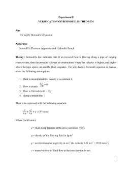 Experimental Verification of Bernoulli Equation and Pitot
