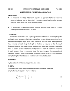 Manual for Lab #2 - Bernoulli Equation
