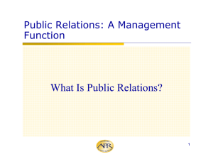 Public Relations: A Management Function