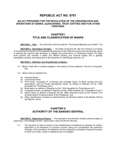 republic act no. 8791 - Bangko Sentral ng Pilipinas
