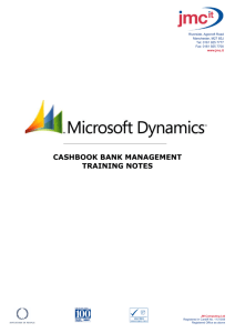 CASHBOOK BANK MANAGEMENT TRAINING NOTES