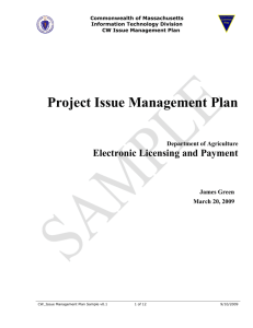 Project Issue Management Plan
