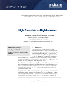 High Potentials as High Learners