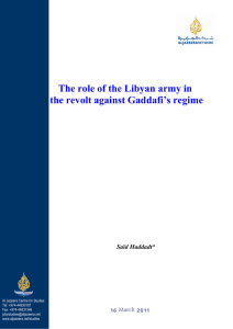 The role of the Libyan army in the revolt against Gaddafi's regime