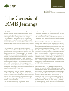The Genesis of RMB Jennings