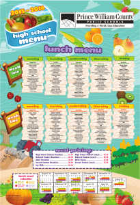 lunch menu - School Nutrition and Fitness