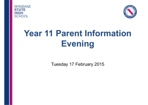 Year 11 Parent Information Evening