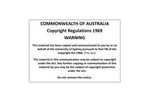 COMMONWEALTH OF AUSTRALIA Copyright Regulations 1969