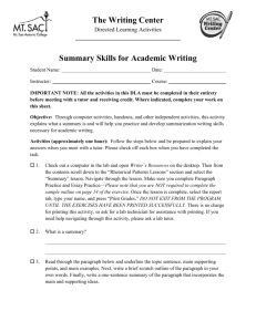 The Writing Center Summary Skills for Academic Writing