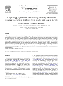 Morphology, Agreement And Working Memory