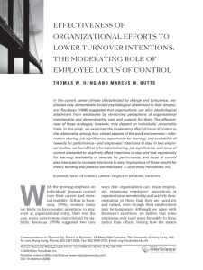 Effectiveness of organizational efforts to lower turnover intentions
