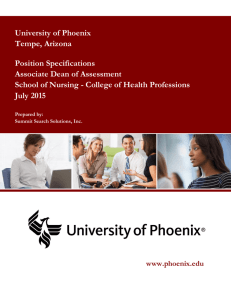 University of Phoenix Tempe, Arizona Position Specifications