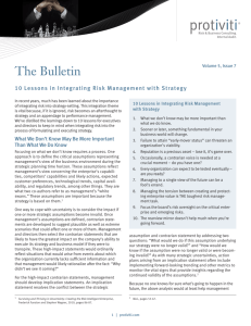 10 Lessons in Integrating Risk Management with Strategy