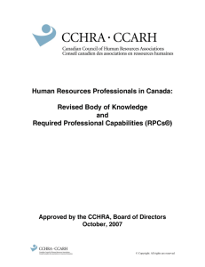 Human Resources Professionals in Canada: Revised Body