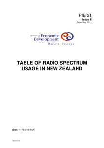 Table of Radio Spectrum Usage in New Zealand