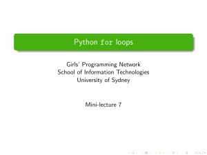 Python for loops - School of Information Technologies
