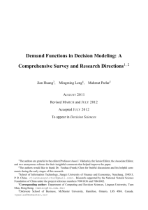 Demand Functions in Decision Modeling