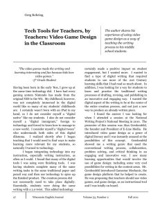 Tech Tools for Teachers, by Teachers: Video Game Design in the