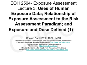 EOH 2504 Lecture 3 Exposure Assessment Defined