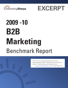 MarketingSherpa's 2009 -10 B2B Marketing Benchmark Report