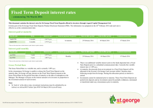 Fixed Term Deposit interest rates