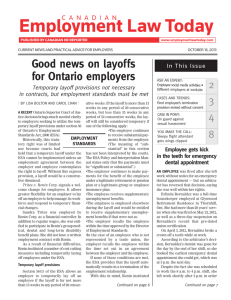 Good news on layoffs for Ontario employers