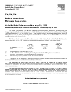 Variable Rate Debentures Due May 29, 2007 $30,000,000 Federal