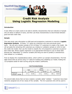 1 Credit Risk Analysis Using Logistic Regression Modeling