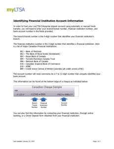 Identifying Financial Institution Account Information