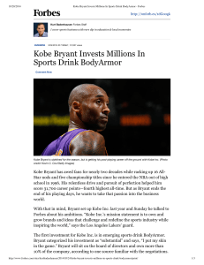 Kobe Bryant Invests Mill...rink BodyArmor