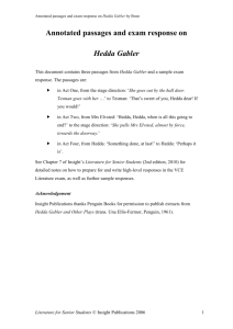 Writing on a play: Henrik Ibsen's Hedda Gabler